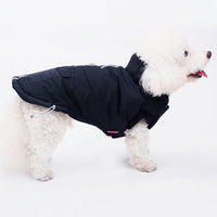 HKM-7644093 Reflective Black Cotton Dog Coat for Winter - Available in Multiple Sizes