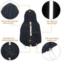 HKM-7644093 Reflective Black Cotton Dog Coat for Winter - Available in Multiple Sizes