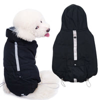 HKM-7644093 Reflective Black Cotton Dog Coat for Winter - Available in Multiple Sizes