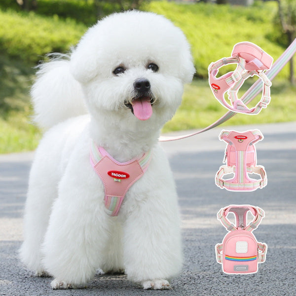 HKM-7645501 Portable Dog Leash with Chest and Back Bag for Small to Medium Dogs - Available in Multiple Colors