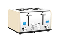 HKM-764563 Stainless Steel Electric 4-Slice Bread Toaster with LCD Display for Home Kitchen