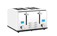 HKM-764563 Stainless Steel Electric 4-Slice Bread Toaster with LCD Display for Home Kitchen