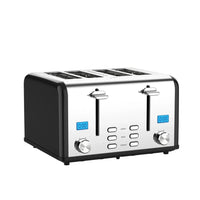 HKM-764563 Stainless Steel Electric 4-Slice Bread Toaster with LCD Display for Home Kitchen