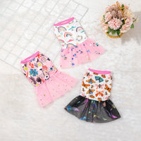HKM-7646269 Cute Pet Skirt Dress in Pink Rainbow, Floral, and Butterfly Designs for Dogs