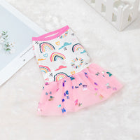HKM-7646269 Cute Pet Skirt Dress in Pink Rainbow, Floral, and Butterfly Designs for Dogs