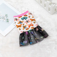 HKM-7646269 Cute Pet Skirt Dress in Pink Rainbow, Floral, and Butterfly Designs for Dogs
