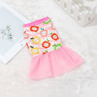 HKM-7646269 Cute Pet Skirt Dress in Pink Rainbow, Floral, and Butterfly Designs for Dogs