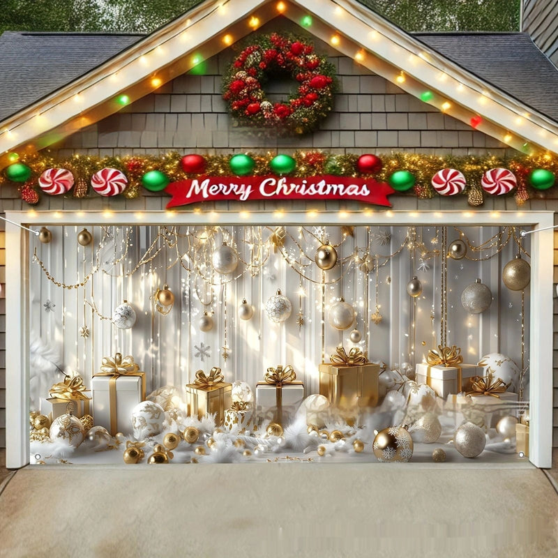 HKM-764627 Large Christmas Ball Background Fabric Banner for Holiday Party Decoration