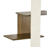 HKM-7647165 Wall-Mounted Cat Tree with Cushions, 4-Layer Cat Shelves and Scratching Post, Natural Color, Space-Saving Design