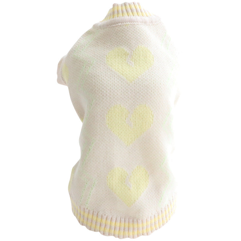 HKM-7649469 Cozy Wool Sweater for Cats and Dogs - Autumn and Winter Cardigan in Yellow and Pink