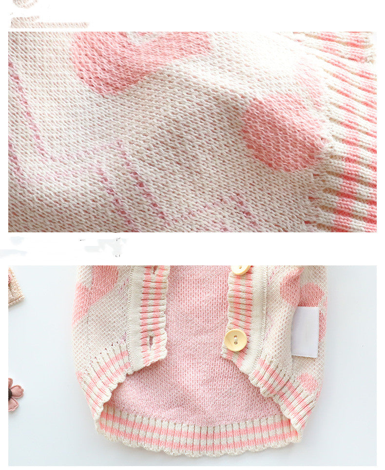 HKM-7649469 Cozy Wool Sweater for Cats and Dogs - Autumn and Winter Cardigan in Yellow and Pink