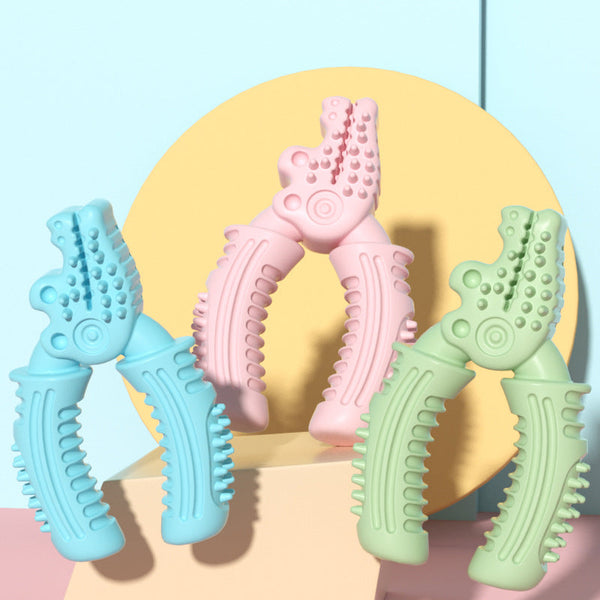 HKM-7650109 Medium TPR Teething Toy for Pets – Assorted Colors: Gentleman Blue, Cherry Blossom, Avocado Green