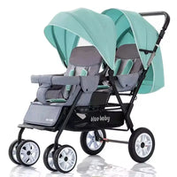 HKM-765011 Lightweight Folding Twin Baby Stroller with Adjustable Seating Options for Infants and Toddlers