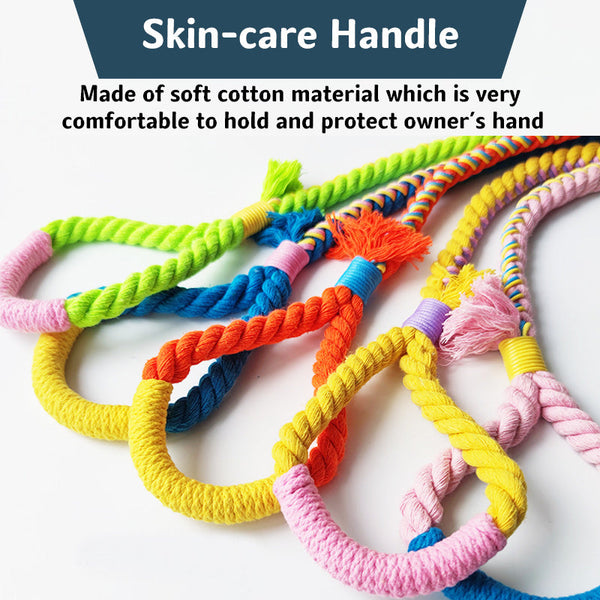 HKM-7651261 Handmade Cotton Rope Dog Traction Rope - Durable, Colorful, 1.0cm Diameter, 120cm Length