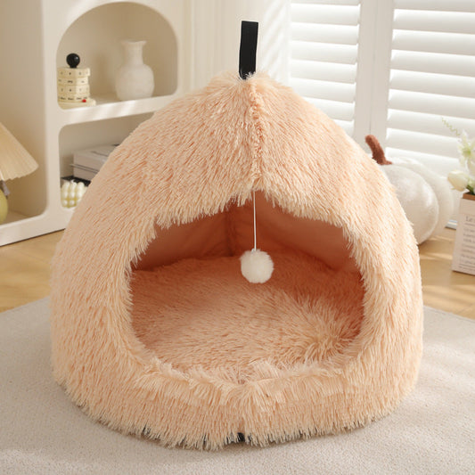 HKM-7651517 Cozy Winter Cat Nest Plush Pet Bed in Multiple Sizes and Colors