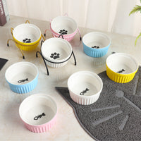 HKM-7651645 Cervical Spine Protective Ceramic Pet Bowl for Cats and Dogs - Various Stylish Designs