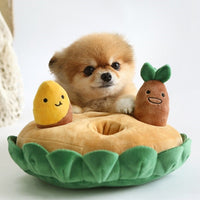 HKM-7652285 Sweet Potato Pull Toy Set for Dogs - Includes Soil Base, Peeled & Green Sweet Potatoes