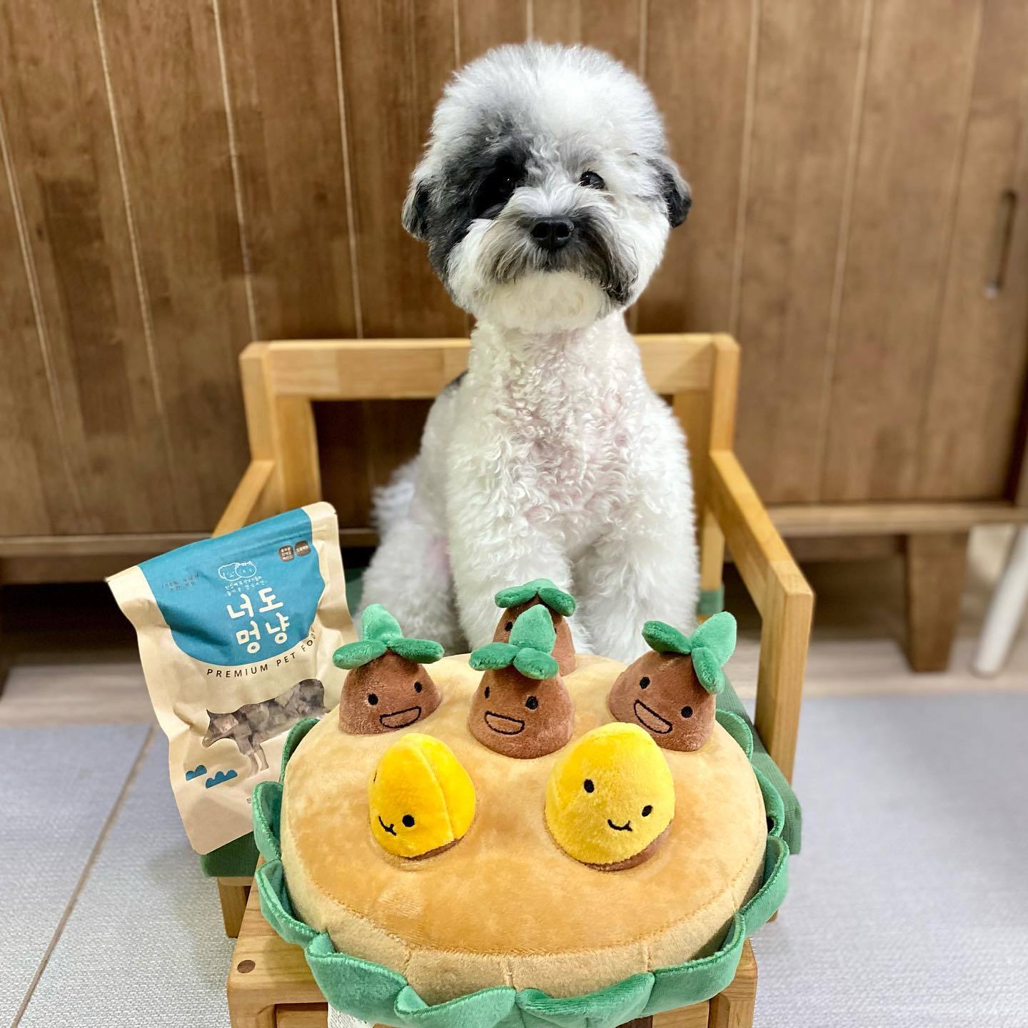 HKM-7652285 Sweet Potato Pull Toy Set for Dogs - Includes Soil Base, Peeled & Green Sweet Potatoes