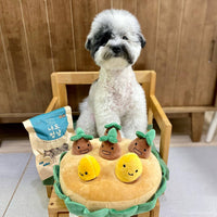 HKM-7652285 Sweet Potato Pull Toy Set for Dogs - Includes Soil Base, Peeled & Green Sweet Potatoes