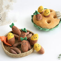 HKM-7652285 Sweet Potato Pull Toy Set for Dogs - Includes Soil Base, Peeled & Green Sweet Potatoes