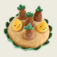 HKM-7652285 Sweet Potato Pull Toy Set for Dogs - Includes Soil Base, Peeled & Green Sweet Potatoes