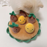 HKM-7652285 Sweet Potato Pull Toy Set for Dogs - Includes Soil Base, Peeled & Green Sweet Potatoes