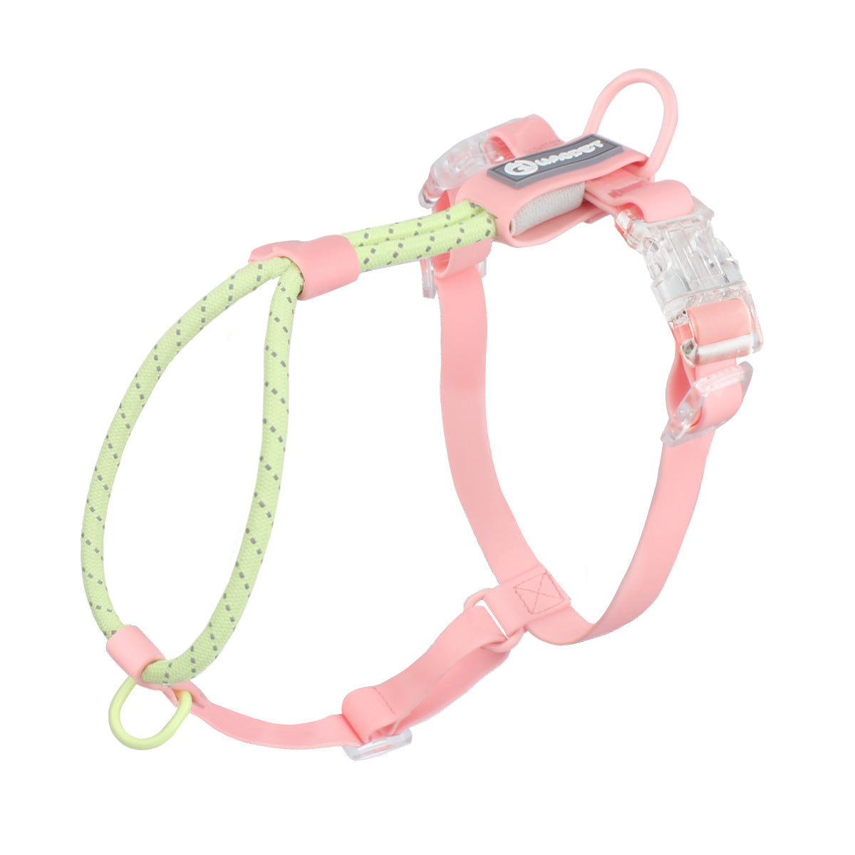 HKM-7652925 Adjustable Dog Traction Vest and Collar Set with Leash - Available in Purple and Pink