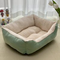 HKM-7653309 Cozy Flannel Winter Warm Pet Square Cat Nest - Multiple Sizes Available