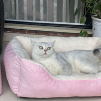 HKM-7653309 Cozy Flannel Winter Warm Pet Square Cat Nest - Multiple Sizes Available