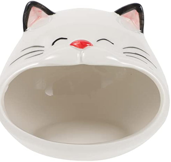 HKM-7654717 Ceramic Cat-Shaped Hamster House | Small Animal Habitat & Cooling Nest | Comfortable Hideout for Hamsters and Gerbils