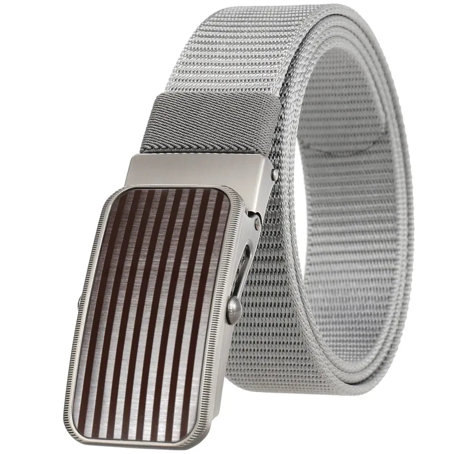 HKM-765523 Men's Nylon Braided Roller Buckle Belt - Adjustable & Durable Design