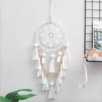 HKM-765523 Romantic Wall Dream Catcher with Wooden Beads and Tassels for Living Room and Bedroom Decor