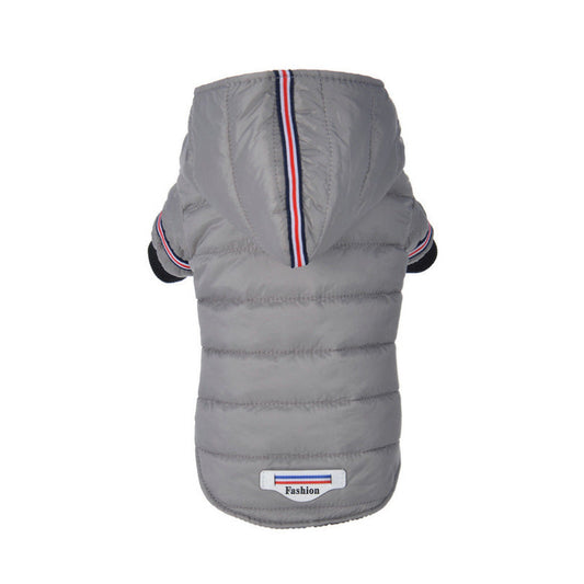 HKM-7655613 Cozy Cotton Jacket for Small Dogs - Autumn & Winter Wear in Red and Gray