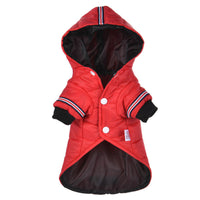 HKM-7655613 Cozy Cotton Jacket for Small Dogs - Autumn & Winter Wear in Red and Gray