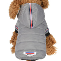 HKM-7655613 Cozy Cotton Jacket for Small Dogs - Autumn & Winter Wear in Red and Gray
