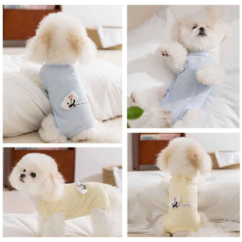 HKM-7655997 Adorable Breathable Mesh Cartoon Cat Pet Shirt for Small and Medium Dogs