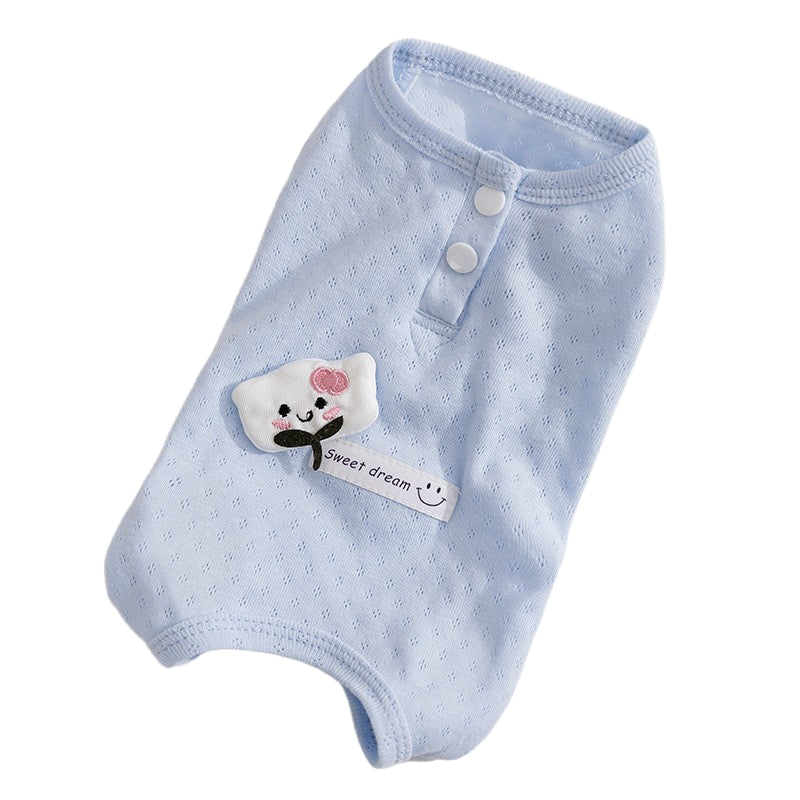 HKM-7655997 Adorable Breathable Mesh Cartoon Cat Pet Shirt for Small and Medium Dogs