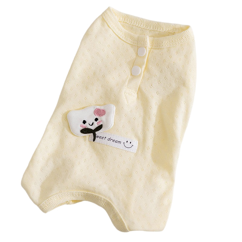 HKM-7655997 Adorable Breathable Mesh Cartoon Cat Pet Shirt for Small and Medium Dogs