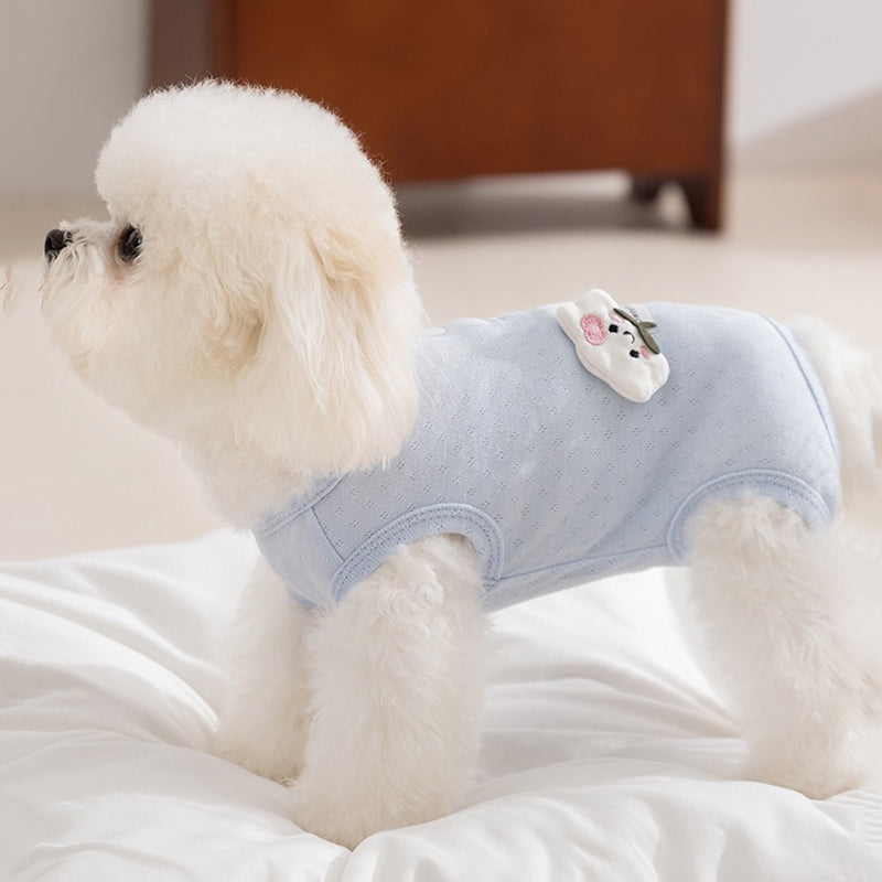 HKM-7655997 Adorable Breathable Mesh Cartoon Cat Pet Shirt for Small and Medium Dogs