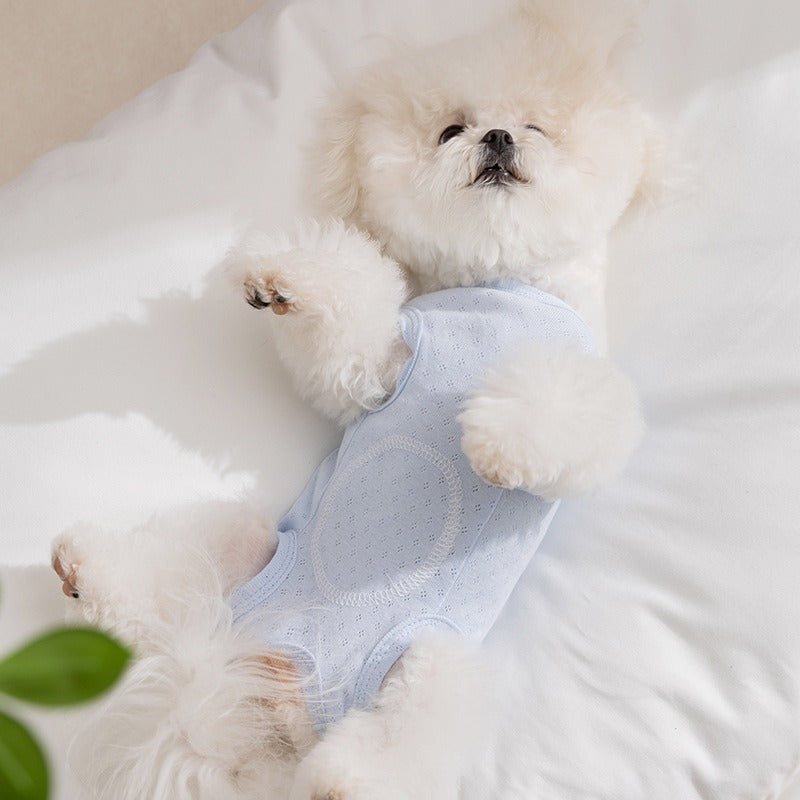 HKM-7655997 Adorable Breathable Mesh Cartoon Cat Pet Shirt for Small and Medium Dogs