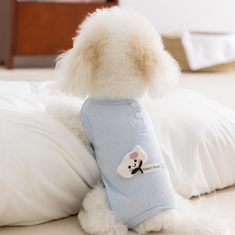 HKM-7655997 Adorable Breathable Mesh Cartoon Cat Pet Shirt for Small and Medium Dogs
