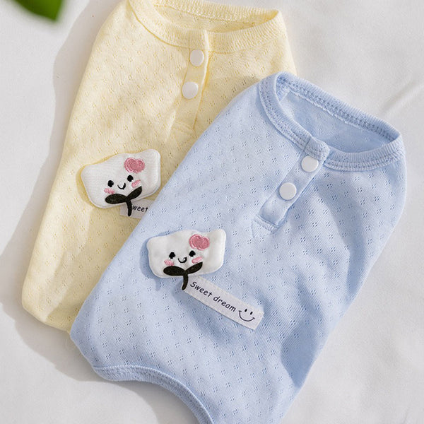 HKM-7655997 Adorable Breathable Mesh Cartoon Cat Pet Shirt for Small and Medium Dogs