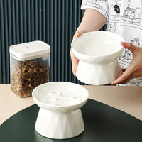 HKM-7657405 Ceramic Tall Slow Feed Cat Bowl for Spine Protection