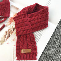 HKM-7657789 Cozy Wool Dog Hat Scarf Set for Autumn and Winter in Red and Navy Blue