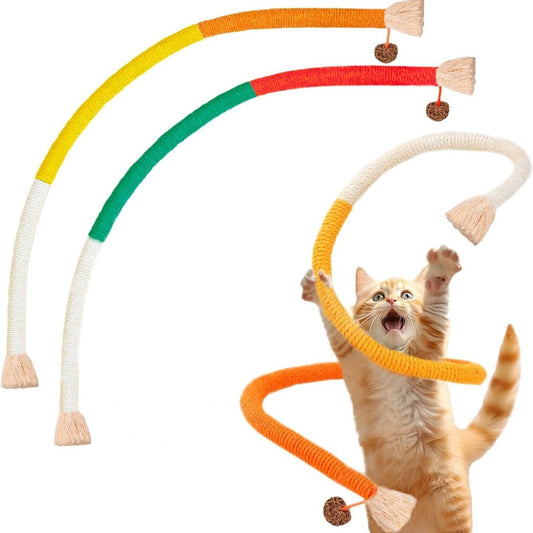 HKM-7658045 Bite-Resistant Catnip Teaser Toy Set – 3 Pieces of Colorful Cotton Rope for Cats