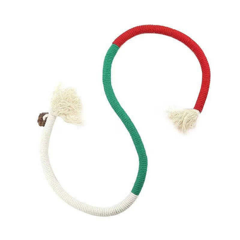 HKM-7658045 Bite-Resistant Catnip Teaser Toy Set – 3 Pieces of Colorful Cotton Rope for Cats