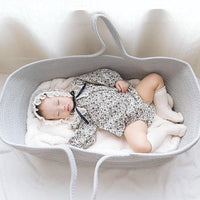 HKM-765971 Newborn Cotton Rope Woven Basket - Portable, Eco-Friendly, for Infants 0-6 Months, 70x40x25cm, 25kg Capacity