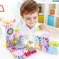 HKM-766099 203-Piece Electric DIY Stacking Building Blocks Set for Kids - Eco-Friendly ABS Plastic Wall Train Track