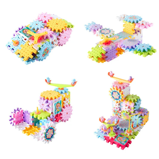 HKM-766099 203-Piece Electric DIY Stacking Building Blocks Set for Kids - Eco-Friendly ABS Plastic Wall Train Track