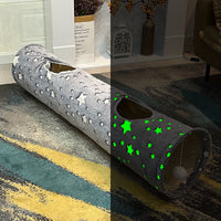 HKM-7662269 Glow In The Dark Rolling Dragon Cat Tunnel - Flannel, 120x25cm, Patterns: Love, Stars, Lines, Moon